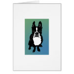Perro de Boston Terrier rodeado en tarjeta del col