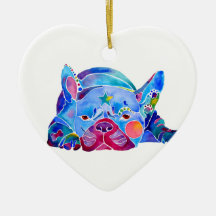 Perro de Bull del francés en azules Adornos