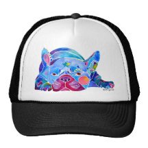 Perro de Bull del francés en azules Gorra