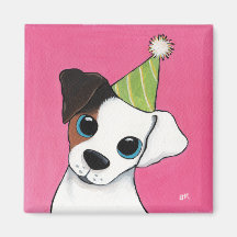 Perro de Jack Russell en un gorra del fiesta Imán