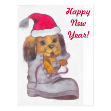 Perro de la Feliz Año Nuevo Tarjeta Postal