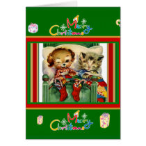Perro de los gatitos de las Felices Navidad de la  tarjetas