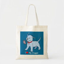 Perro de perrito azul con la flor - bolso bolsa