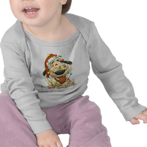 Perro de perrito divertido de las luces de navidad camiseta