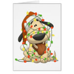 Perro de perrito divertido de las luces de navidad felicitación