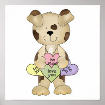 perro de perrito lindo de los corazones del carame poster