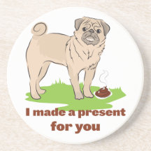 Perro del barro amasado con un poo HICE UN PRESENT Posavasos Para Bebidas