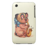 Perro del cumpleaños con el saxofón cárcasas casemate