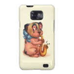 Perro del cumpleaños con el saxofón cárcasas casemate