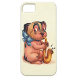 Perro del cumpleaños con el saxofón cárcasas casemate