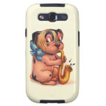 Perro del cumpleaños con el saxofón cárcasas casemate