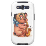 Perro del cumpleaños con el saxofón cárcasas casemate