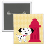 Perro del dalmation del dibujo animado y botón de  pins