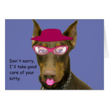 Perro del Doberman en tarjeta de cumpleaños del di