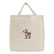 Perro del gorra de Santa Bolsa De Mano Bordada