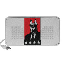 Perro del traje de negocios sistema altavoz