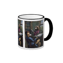 Perro en su estudio taza de café