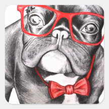 Perro feliz calcomanía cuadradas personalizadas