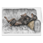 Perro guardián negro del Pinscher del Doberman Felicitacion