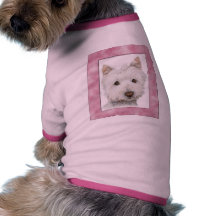 Perro lindo de Westie en arte rosado del marco Camisa De Perro
