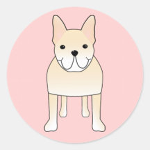 Perro lindo. Dogo francés poner crema pálido Pegatinas Redondas