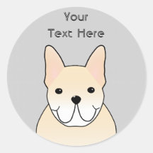 Perro lindo. Dogo francés poner crema pálido Etiqueta Redonda