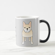Perro lindo. Dogo francés poner crema pálido Taza
