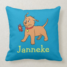 Perro marrón conocido de los niños - almohada modi