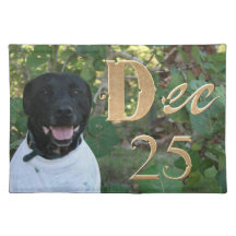 Perro negro camisa diseño blanco del 25 de diciemb manteles