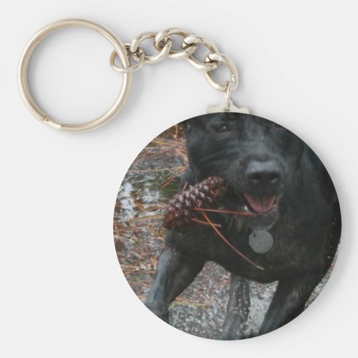 Perro negro del laboratorio con el funcionamiento  llavero personalizado