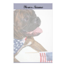 Perro patriótico del boxeador inmóvil papeleria de diseño