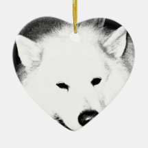 Perro peludo hermoso del blanco del samoyedo ornamento para arbol de navidad