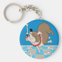 perro que equilibra un hueso llavero personalizado