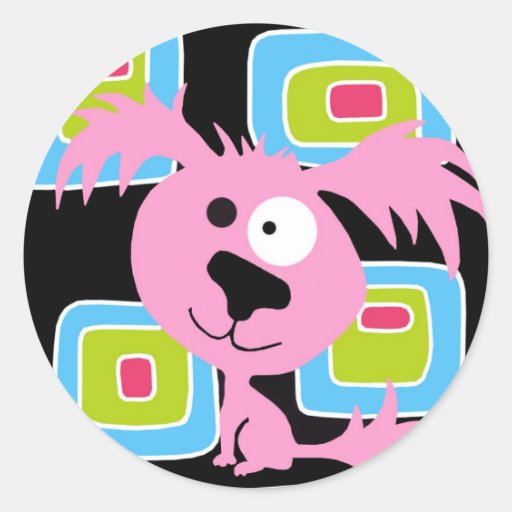 Perro retro rosado de Bubblegum Etiquetas