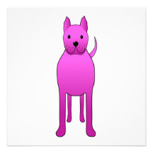 Perro rosado brillante. Dibujo animado. Ejemplo Comunicados Personalizados