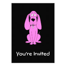 Perro rosado brillante. Historieta del perro Invitaciones Personalizada