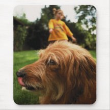 Perro y chica - Mousepad Alfombrilla De Raton