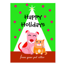 Perro y gato del día de fiesta del negocio del mas tarjeta postal
