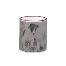 Perro y perritos del vintage taza