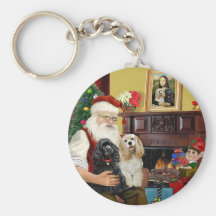Perros de aguas de cocker de Santa en casa - (dos) Llavero