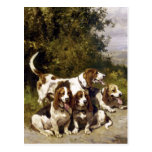 Perros de caza - arte del perro del vintage de Cha Tarjetas Postales