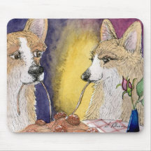Perros del Corgi que comen los espaguetis y las al Alfombrilla De Raton
