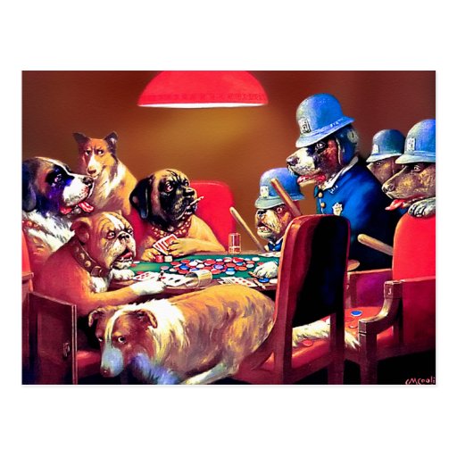 Perros del póker: Pellizcado con cuatro as Postal
