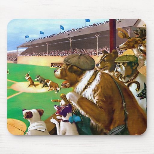 Perros que juegan a béisbol alfombrilla de raton