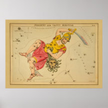 Perseus - imagen astronómica de la carta de estrel poster