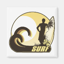 Persona que practica surf de la puesta del sol imanes para frigoríficos