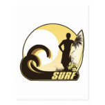 Persona que practica surf de la puesta del sol postales