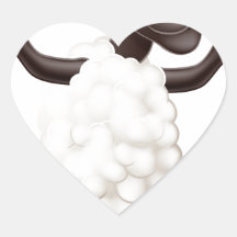 Personaje de dibujos animados de las ovejas pegatina corazón personalizadas
