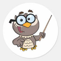 Personaje de dibujos animados del profesor del búh pegatinas redondas