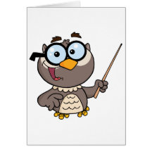 Personaje de dibujos animados del profesor del búh tarjetón